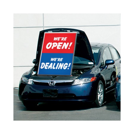 Ez Line We'Re Open/We'Re Dealing Under Hood Car Sign 905-WOWD